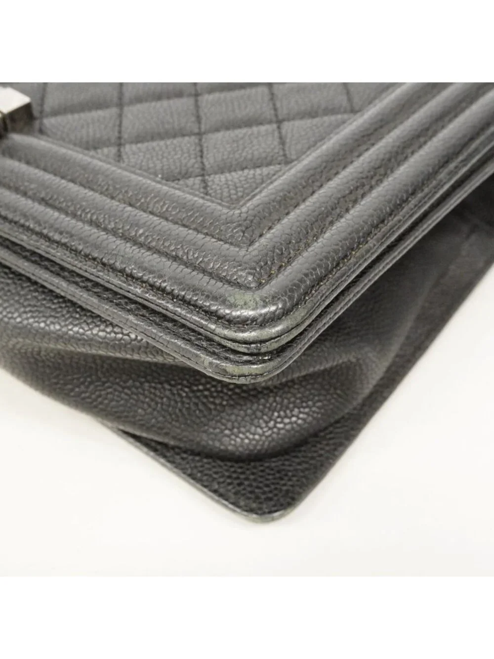 Chanel Shoulder Bag Boy Caviar Leather Black Silver